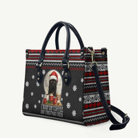 Black Cat Run On Coffee Leather Bag Xmas Holiday Patterns - Wonder Print Shop