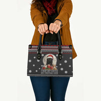 Black Cat Run On Coffee Leather Bag Xmas Holiday Patterns - Wonder Print Shop