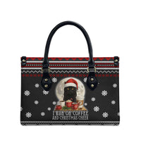 Black Cat Run On Coffee Leather Bag Xmas Holiday Patterns - Wonder Print Shop