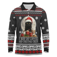 Black Cat Run On Coffee Long Sleeve Polo Shirt Xmas Holiday Patterns - Wonder Print Shop