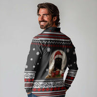 Black Cat Run On Coffee Long Sleeve Polo Shirt Xmas Holiday Patterns - Wonder Print Shop