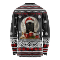 Black Cat Run On Coffee Long Sleeve Shirt Xmas Holiday Patterns - Wonder Print Shop