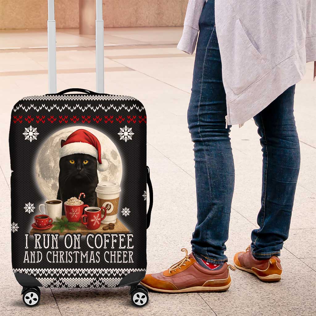Black Cat Run On Coffee Luggage Cover Xmas Holiday Patterns - Wonder Print Shop