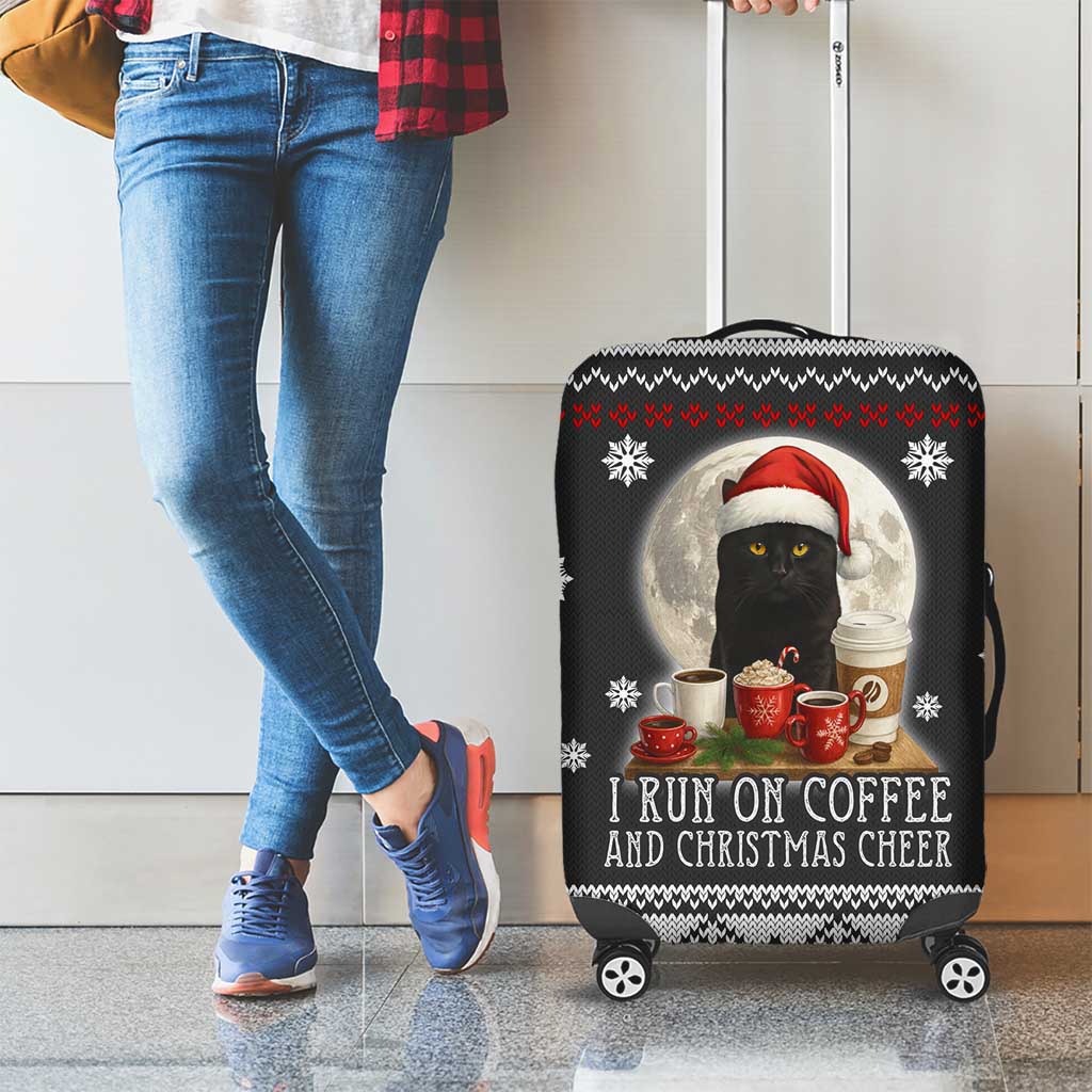 Black Cat Run On Coffee Luggage Cover Xmas Holiday Patterns - Wonder Print Shop