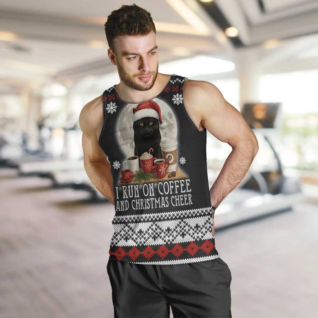 Black Cat Run On Coffee Men Tank Top Xmas Holiday Patterns - Wonder Print Shop