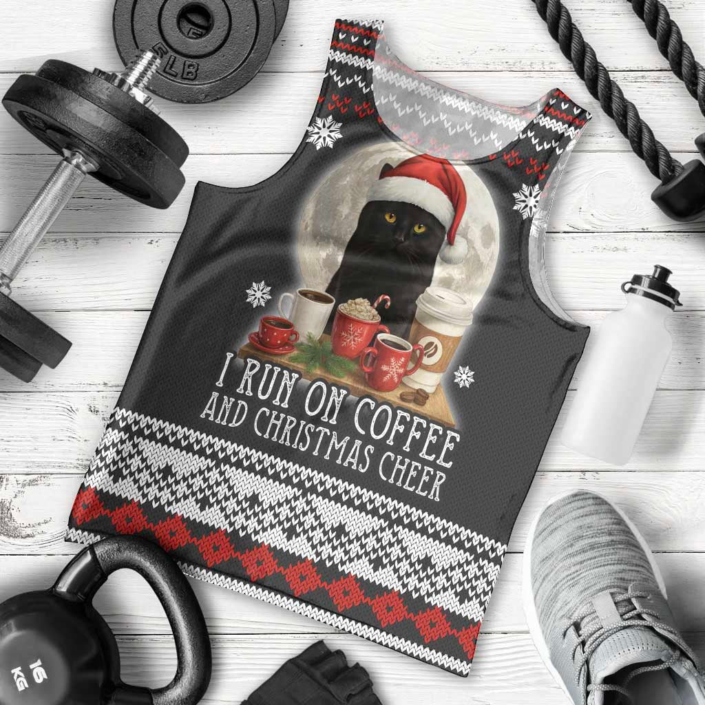 Black Cat Run On Coffee Men Tank Top Xmas Holiday Patterns - Wonder Print Shop