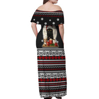 Black Cat Run On Coffee Off Shoulder Maxi Dress Xmas Holiday Patterns - Wonder Print Shop