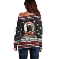 Black Cat Run On Coffee Off Shoulder Sweater Xmas Holiday Patterns - Wonder Print Shop