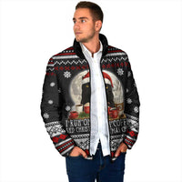 Black Cat Run On Coffee Padded Jacket Xmas Holiday Patterns - Wonder Print Shop