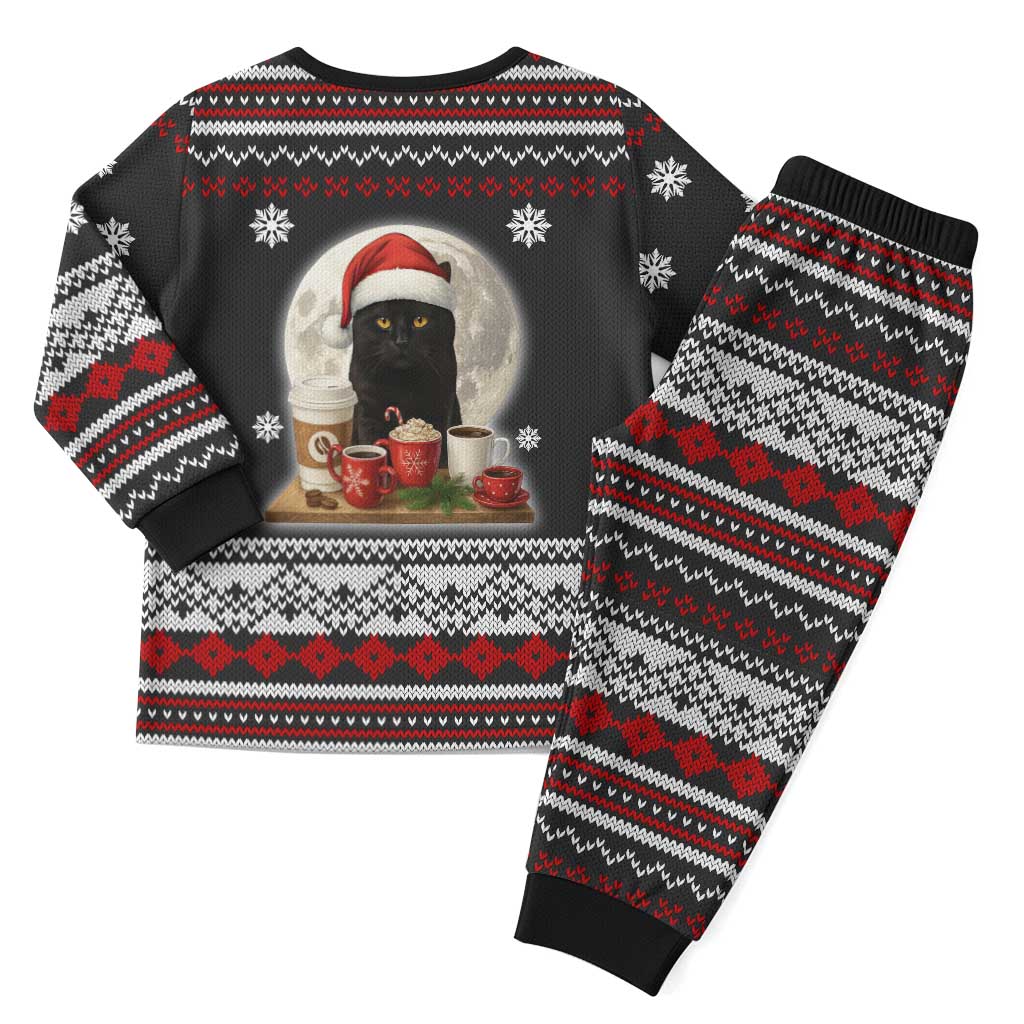 Black Cat Run On Coffee Christmas Pajama Set Xmas Holiday Patterns - Wonder Print Shop