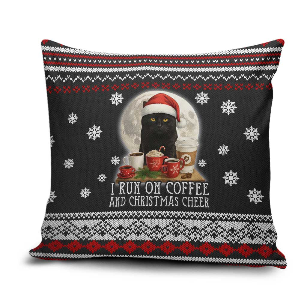 Black Cat Run On Coffee Pillow Cover Xmas Holiday Patterns - Wonder Print Shop