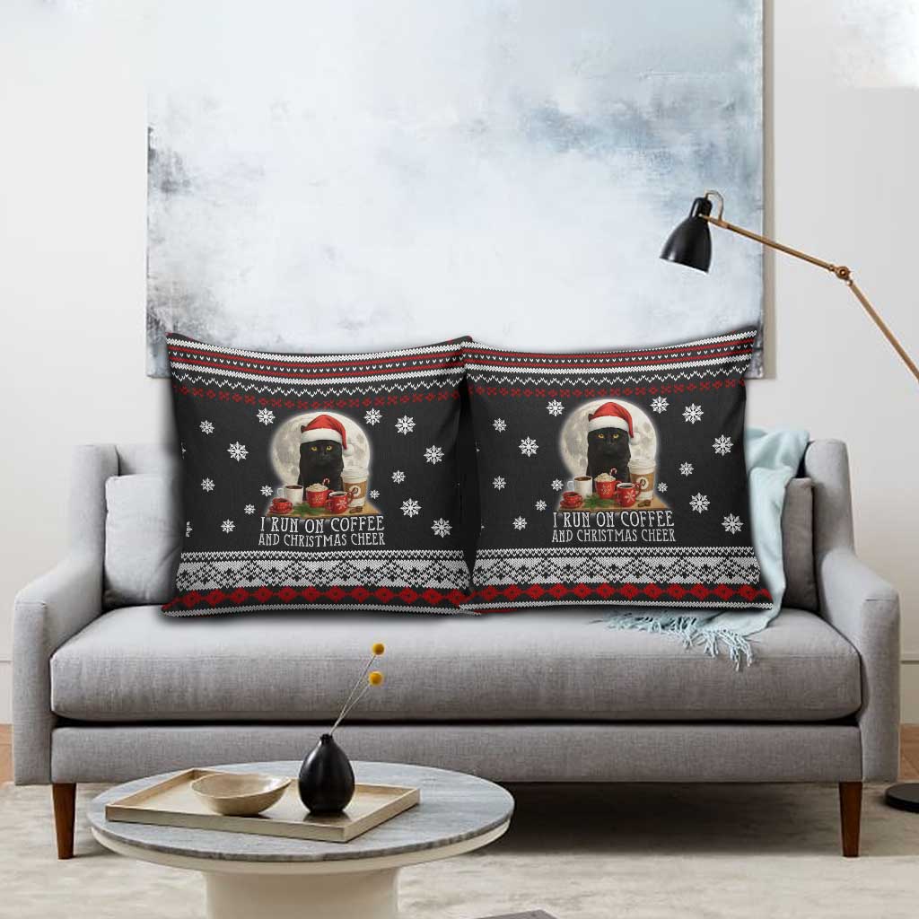 Black Cat Run On Coffee Pillow Cover Xmas Holiday Patterns - Wonder Print Shop