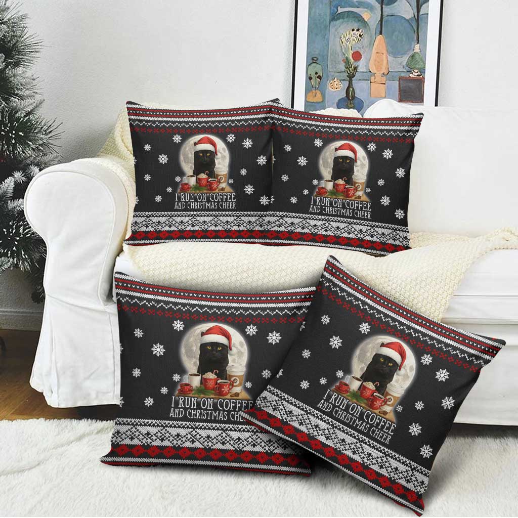 Black Cat Run On Coffee Pillow Cover Xmas Holiday Patterns - Wonder Print Shop
