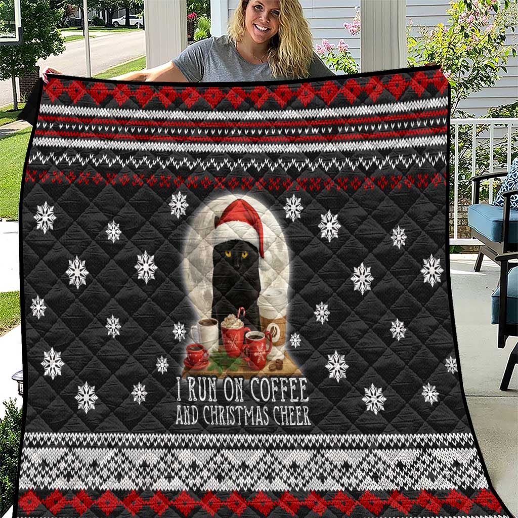 Black Cat Run On Coffee Quilt Xmas Holiday Patterns - Wonder Print Shop