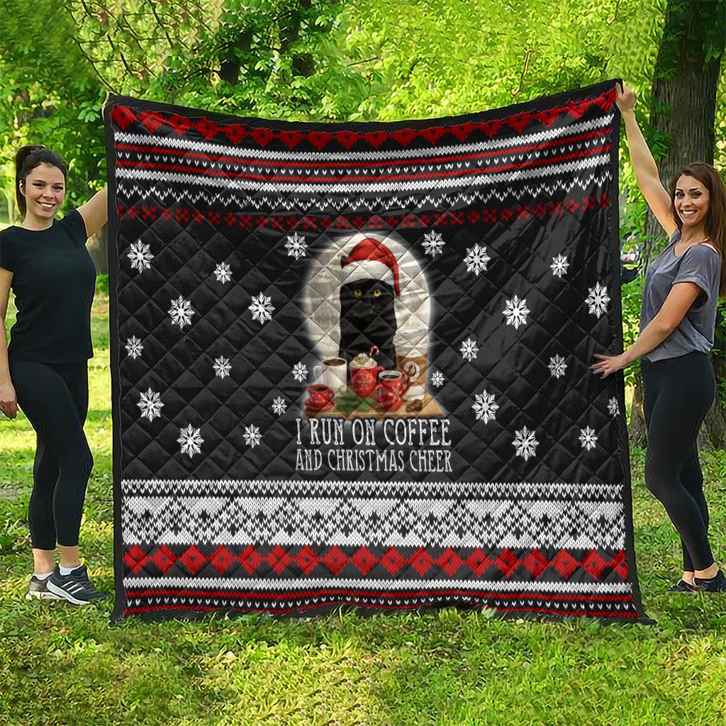 Black Cat Run On Coffee Quilt Xmas Holiday Patterns - Wonder Print Shop