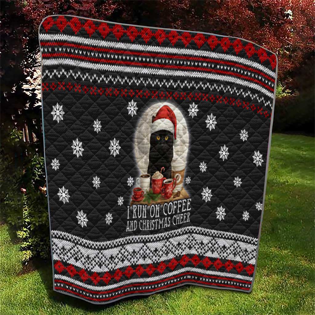 Black Cat Run On Coffee Quilt Xmas Holiday Patterns - Wonder Print Shop