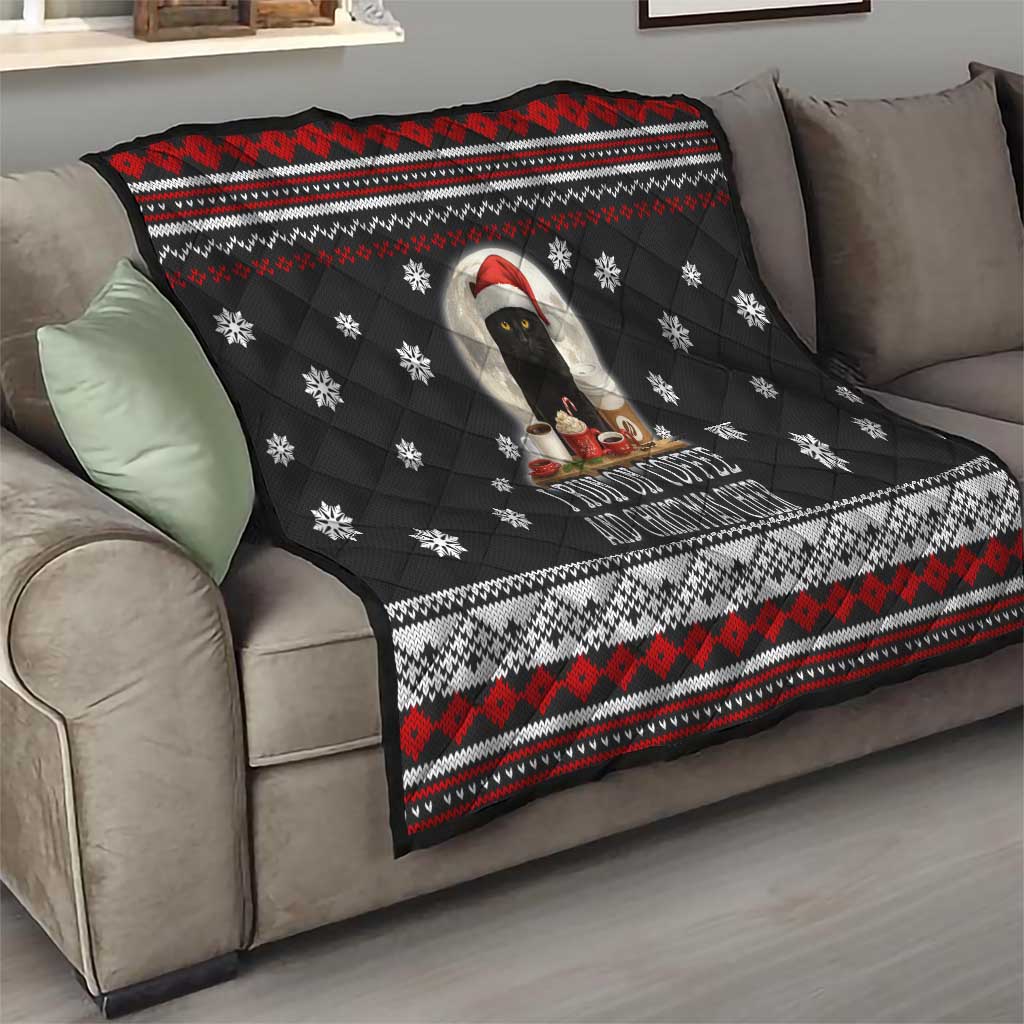 Black Cat Run On Coffee Quilt Xmas Holiday Patterns - Wonder Print Shop