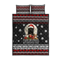Black Cat Run On Coffee Quilt Bed Set Xmas Holiday Patterns - Wonder Print Shop
