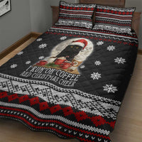 Black Cat Run On Coffee Quilt Bed Set Xmas Holiday Patterns - Wonder Print Shop