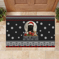 Black Cat Run On Coffee Rubber Doormat Xmas Holiday Patterns - Wonder Print Shop