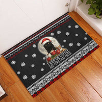 Black Cat Run On Coffee Rubber Doormat Xmas Holiday Patterns - Wonder Print Shop