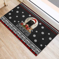 Black Cat Run On Coffee Rubber Doormat Xmas Holiday Patterns - Wonder Print Shop
