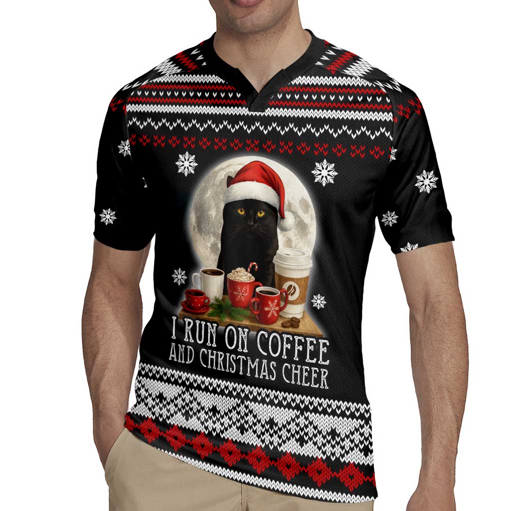 Black Cat Run On Coffee Rugby Jersey Xmas Holiday Patterns - Wonder Print Shop