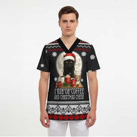 Black Cat Run On Coffee Scrub Top Xmas Holiday Patterns - Wonder Print Shop