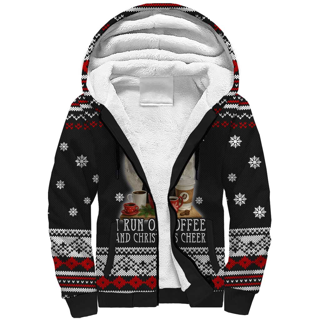 Black Cat Run On Coffee Sherpa Hoodie Xmas Holiday Patterns - Wonder Print Shop