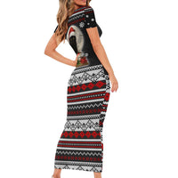 Black Cat Run On Coffee Short Sleeve Bodycon Dress Xmas Holiday Patterns - Wonder Print Shop