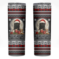 Black Cat Run On Coffee Skinny Tumbler Xmas Holiday Patterns - Wonder Print Shop