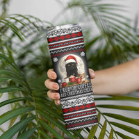 Black Cat Run On Coffee Skinny Tumbler Xmas Holiday Patterns - Wonder Print Shop
