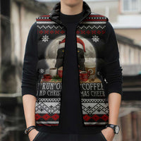 Black Cat Run On Coffee Sleeveless Puffer Jacket Xmas Holiday Patterns - Wonder Print Shop
