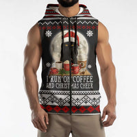 Black Cat Run On Coffee Sleeveless Zip Hoodie Xmas Holiday Patterns - Wonder Print Shop