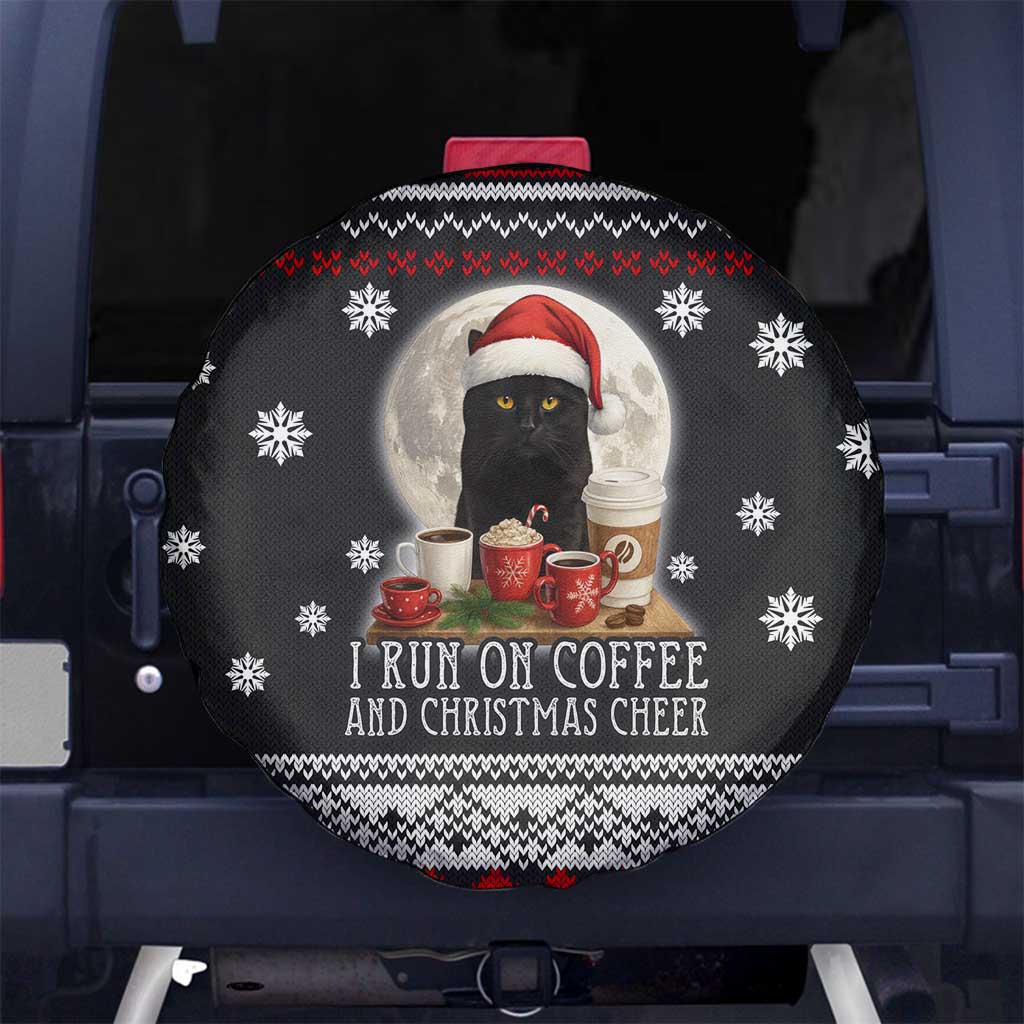 Black Cat Run On Coffee Spare Tire Cover Xmas Holiday Patterns - Wonder Print Shop
