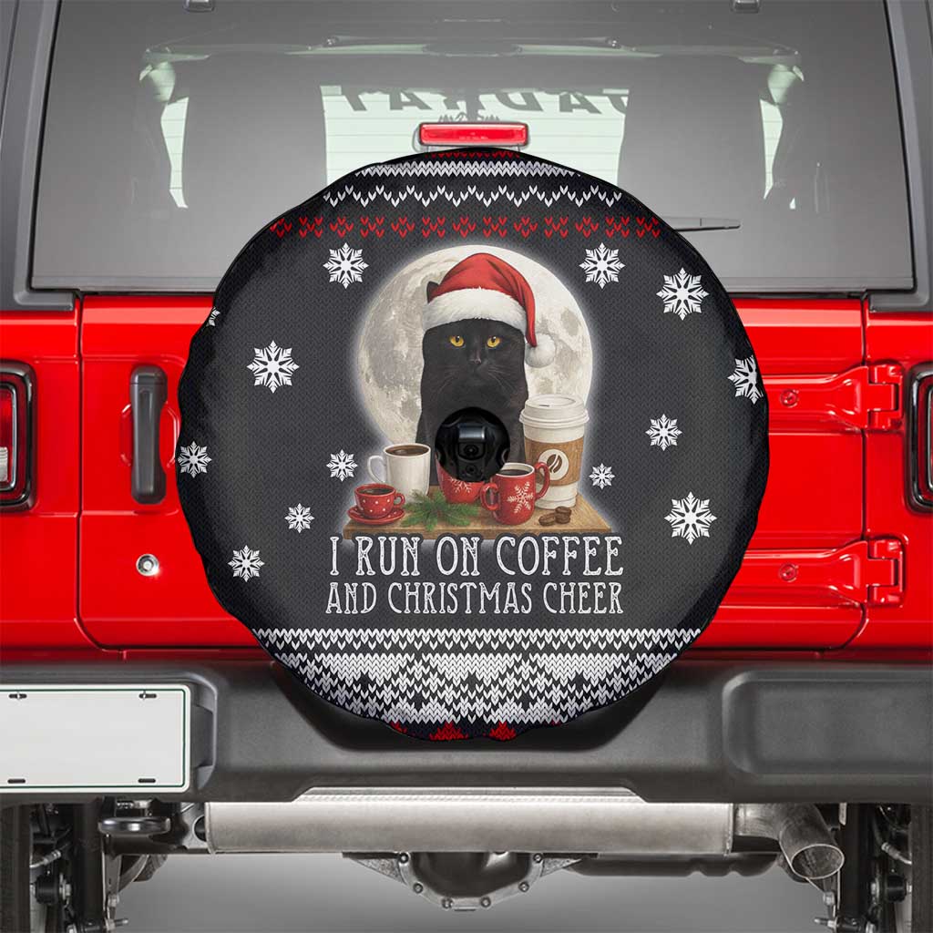 Black Cat Run On Coffee Spare Tire Cover Xmas Holiday Patterns - Wonder Print Shop