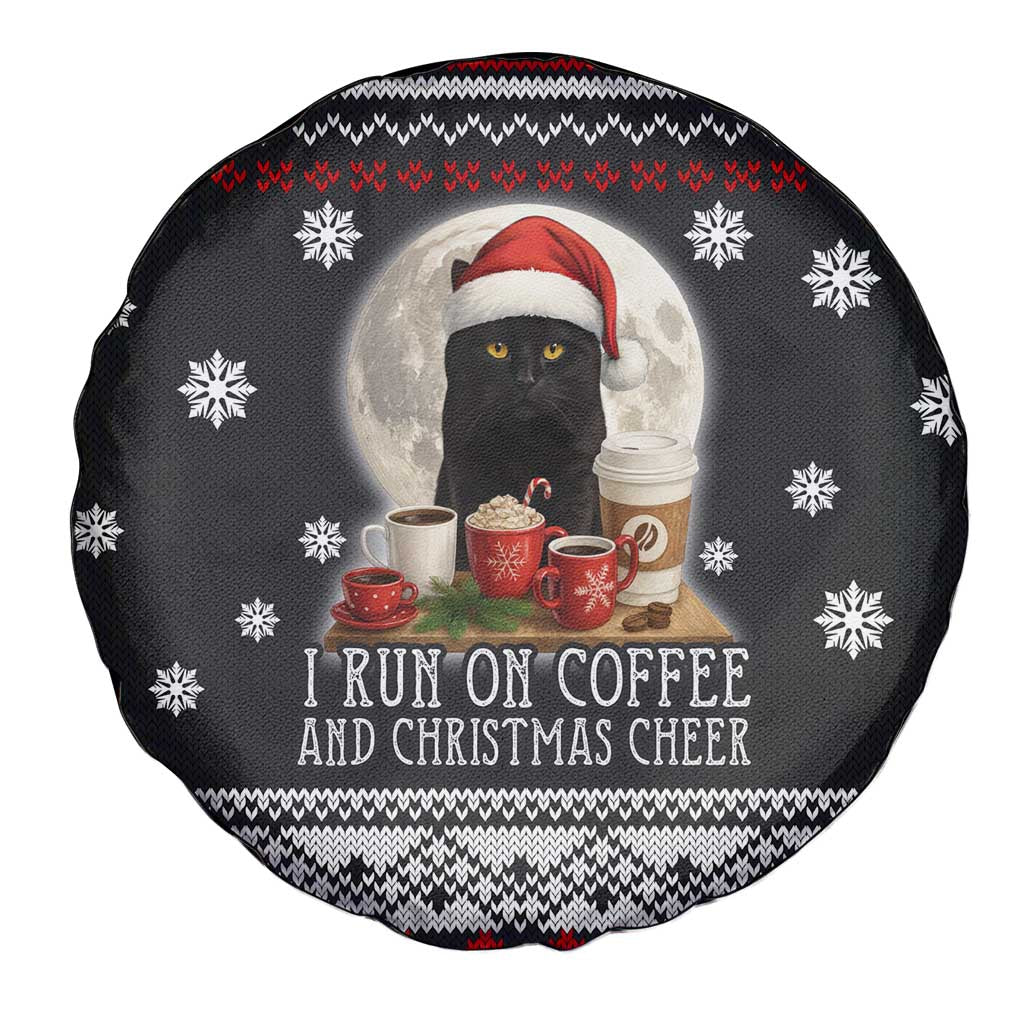 Black Cat Run On Coffee Spare Tire Cover Xmas Holiday Patterns - Wonder Print Shop