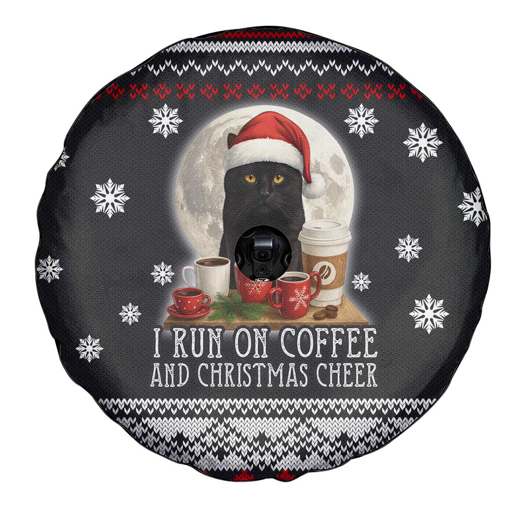 Black Cat Run On Coffee Spare Tire Cover Xmas Holiday Patterns - Wonder Print Shop