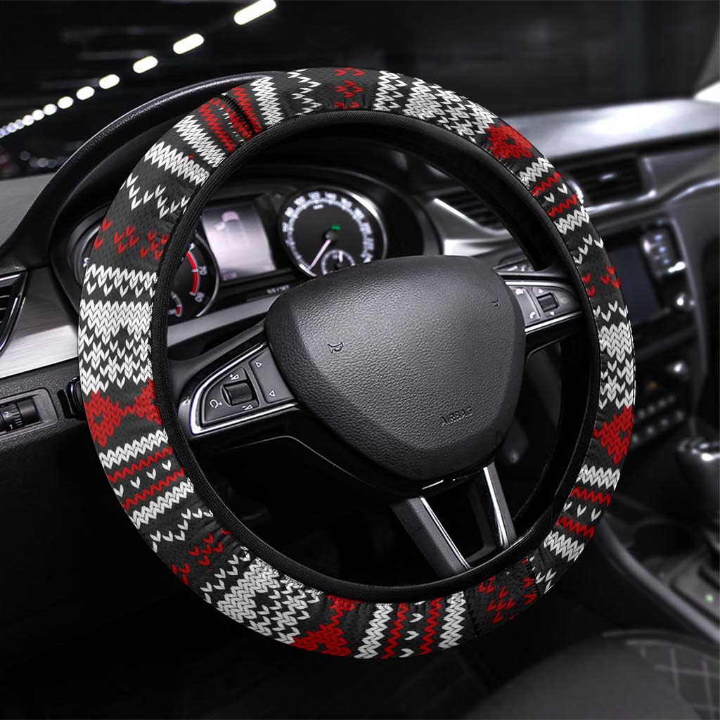 Black Cat Run On Coffee Steering Wheel Cover Xmas Holiday Patterns - Wonder Print Shop