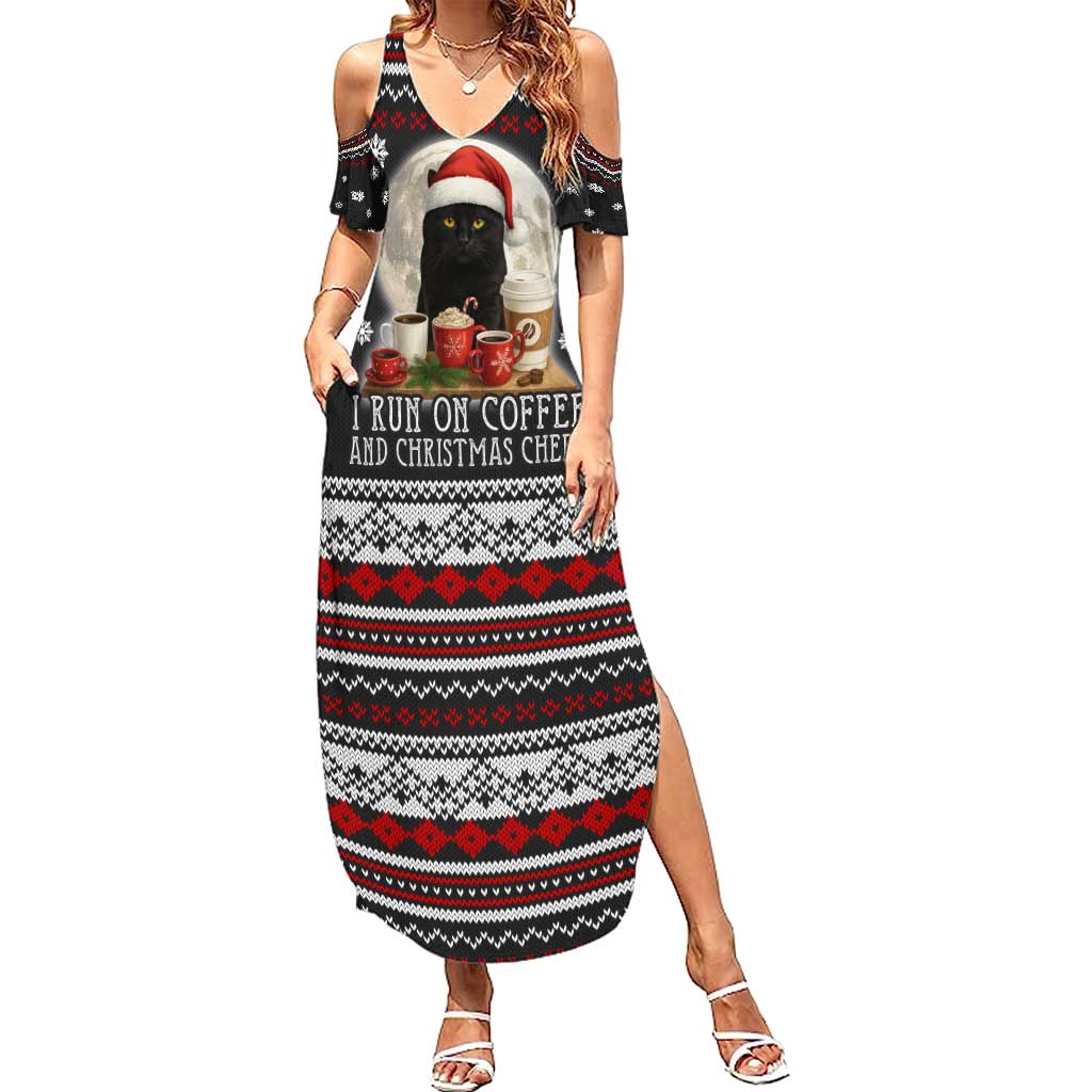 Black Cat Run On Coffee Summer Maxi Dress Xmas Holiday Patterns - Wonder Print Shop