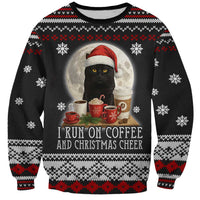 Black Cat Run On Coffee Sweatshirt Xmas Holiday Patterns - Wonder Print Shop