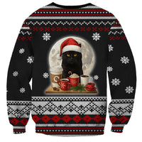 Black Cat Run On Coffee Sweatshirt Xmas Holiday Patterns - Wonder Print Shop