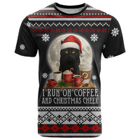 Black Cat Run On Coffee T Shirt Xmas Holiday Patterns - Wonder Print Shop