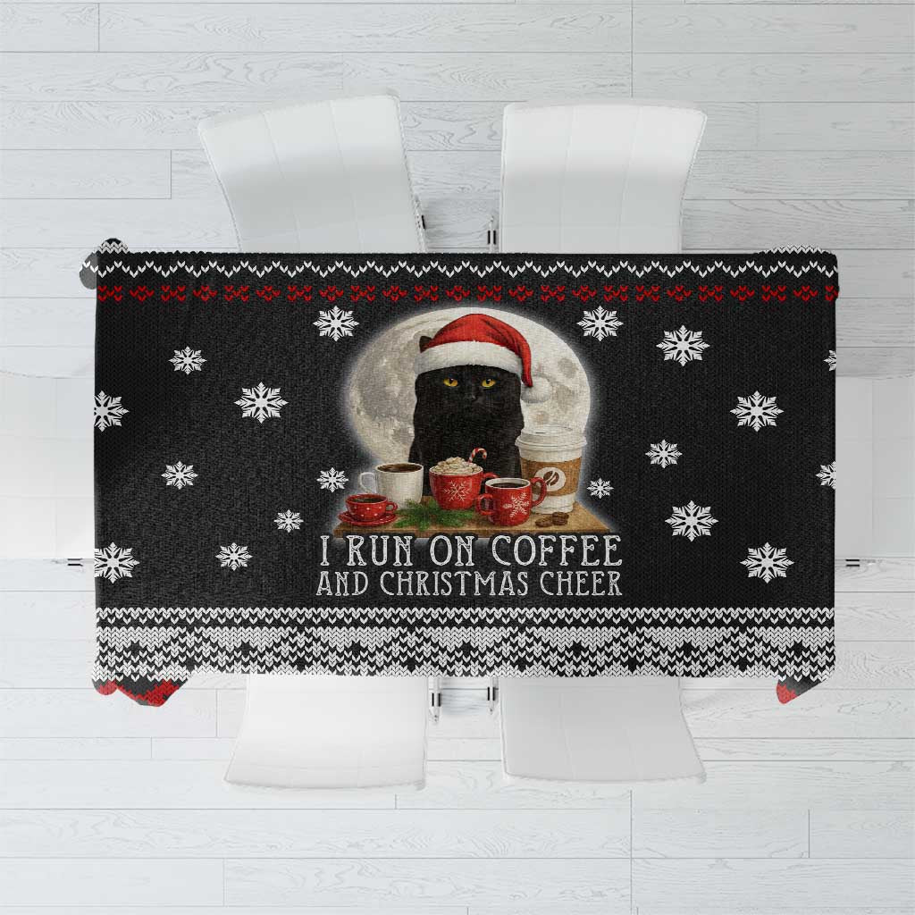 Black Cat Run On Coffee Tablecloth Xmas Holiday Patterns - Wonder Print Shop