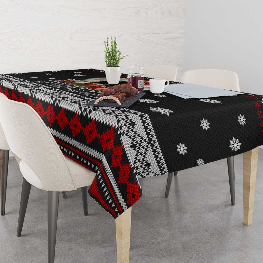 Black Cat Run On Coffee Tablecloth Xmas Holiday Patterns - Wonder Print Shop