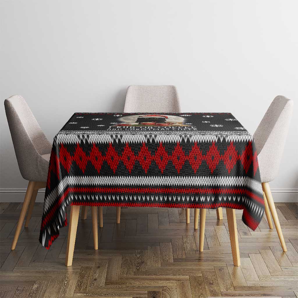 Black Cat Run On Coffee Tablecloth Xmas Holiday Patterns - Wonder Print Shop
