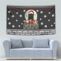 Black Cat Run On Coffee Tapestry Xmas Holiday Patterns - Wonder Print Shop