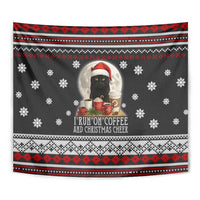 Black Cat Run On Coffee Tapestry Xmas Holiday Patterns - Wonder Print Shop
