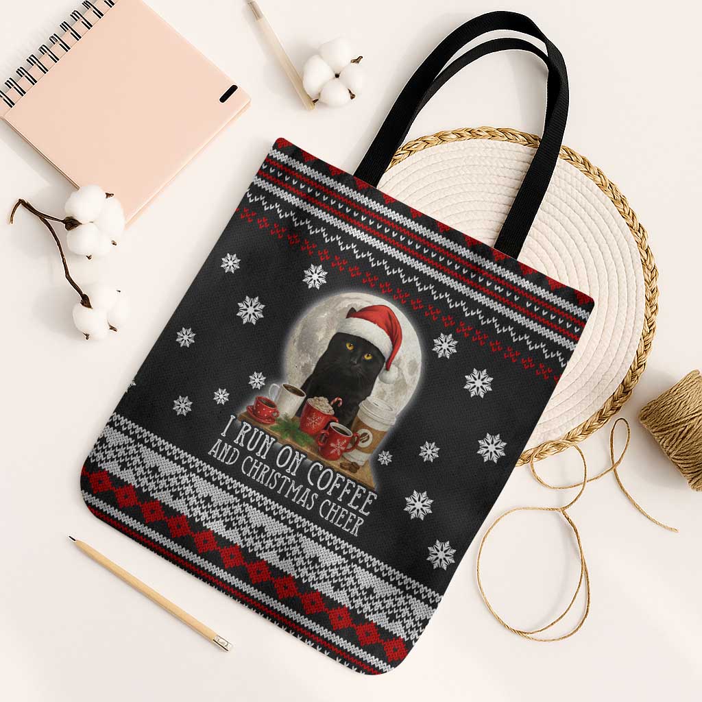 Black Cat Run On Coffee Tote Bag Xmas Holiday Patterns - Wonder Print Shop