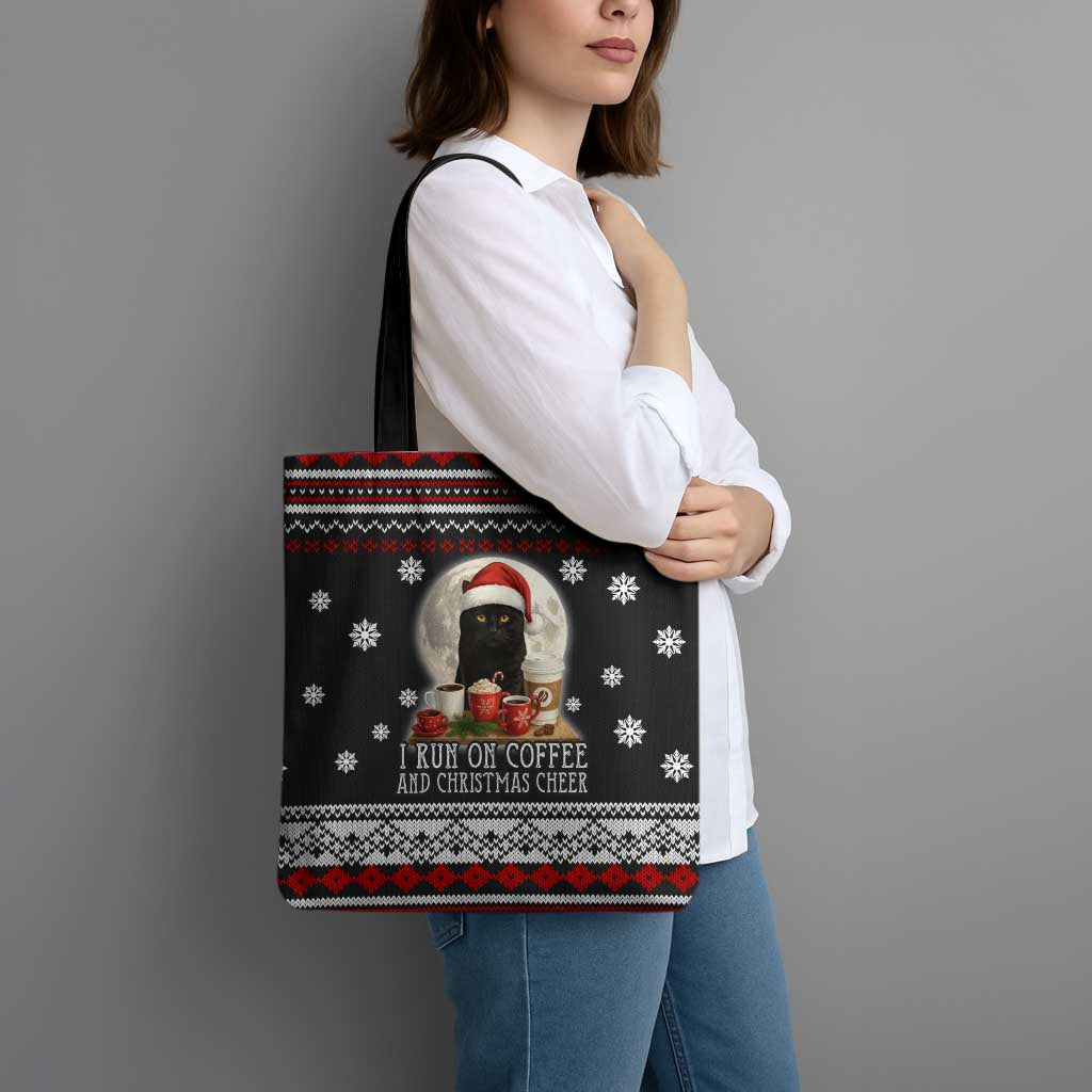 Black Cat Run On Coffee Tote Bag Xmas Holiday Patterns - Wonder Print Shop